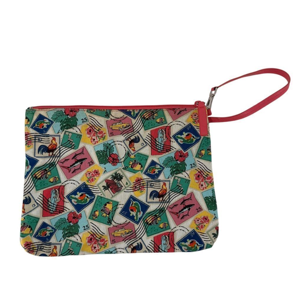 Vera Bradley Wristlet Cuba Postage Stamps Easy Clean Dry Bag Lining Travel Cuban
